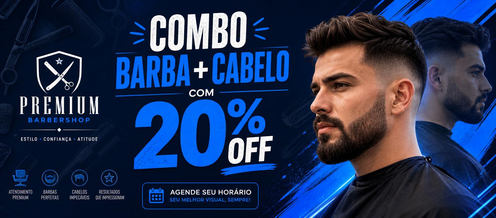 Combo Barba + Cabelo com 20% OFF